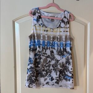 Chico's Blue and Brown Patterned Tank Top 0